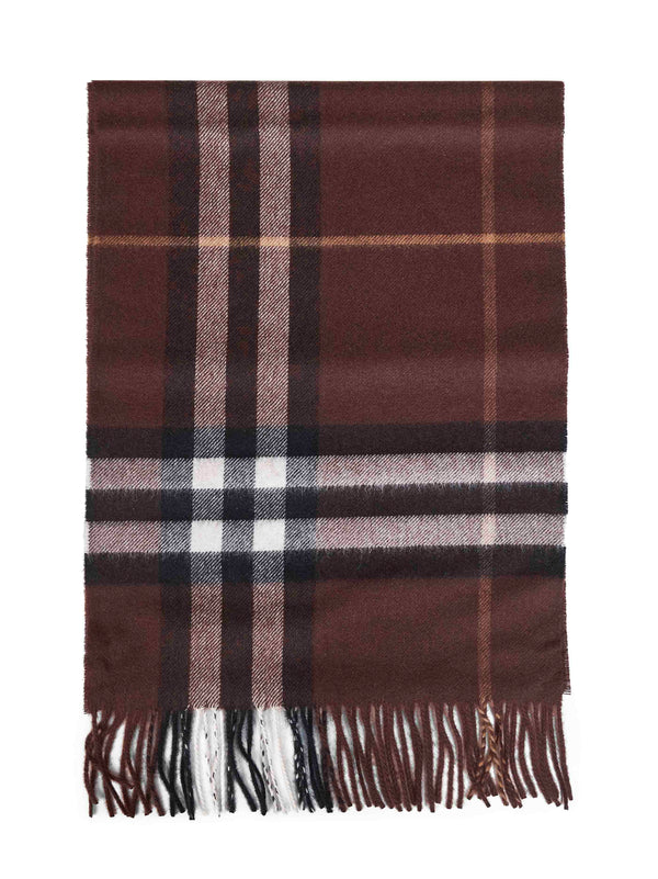 Scarf Cashmere Check Treacle Brown