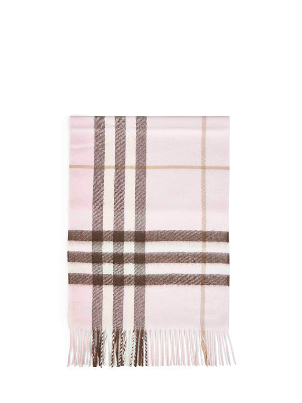 Scarf Bow Pink Check Camel Hair