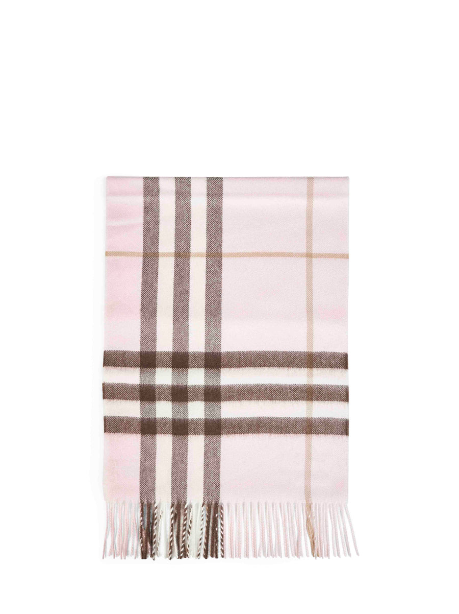 Scarf Bow Pink Check Camel Hair