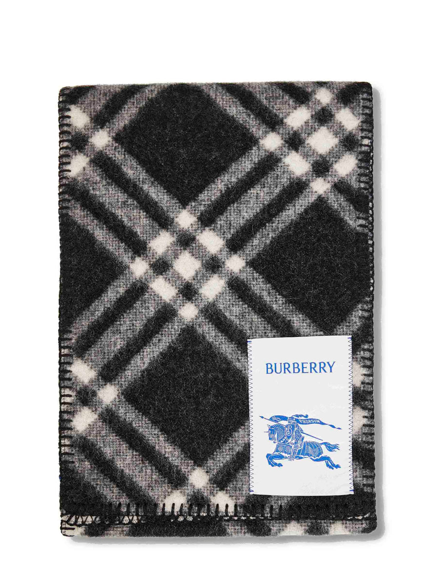 Scarf Black Check Wool