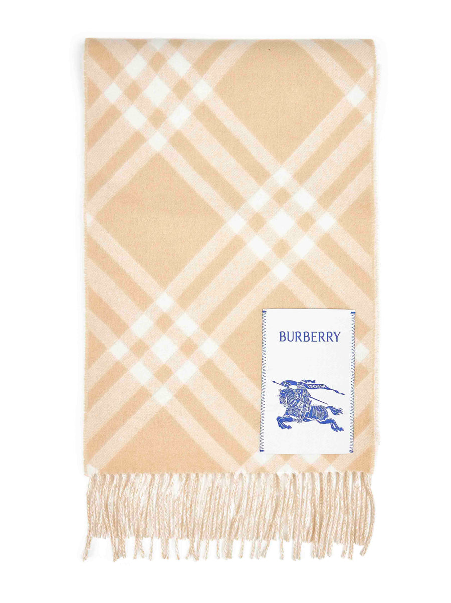 Scarf Check Beige Cashmere