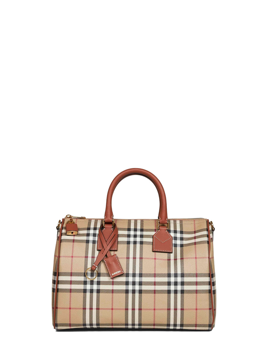 Bowling Bag Archive Beige Check Cotton Backpacks