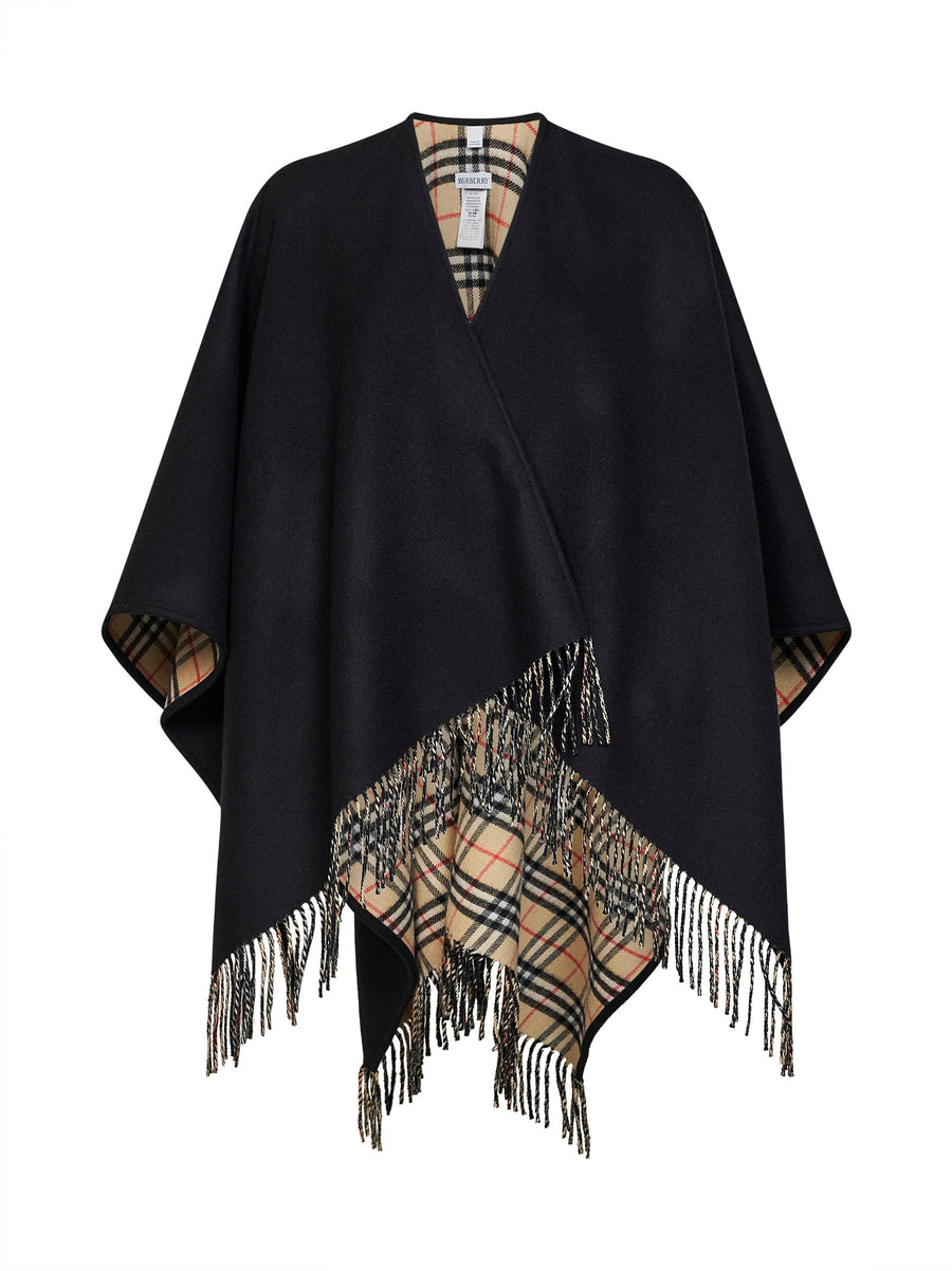 Cape Reversible Wool Black-Sand Beige Capes