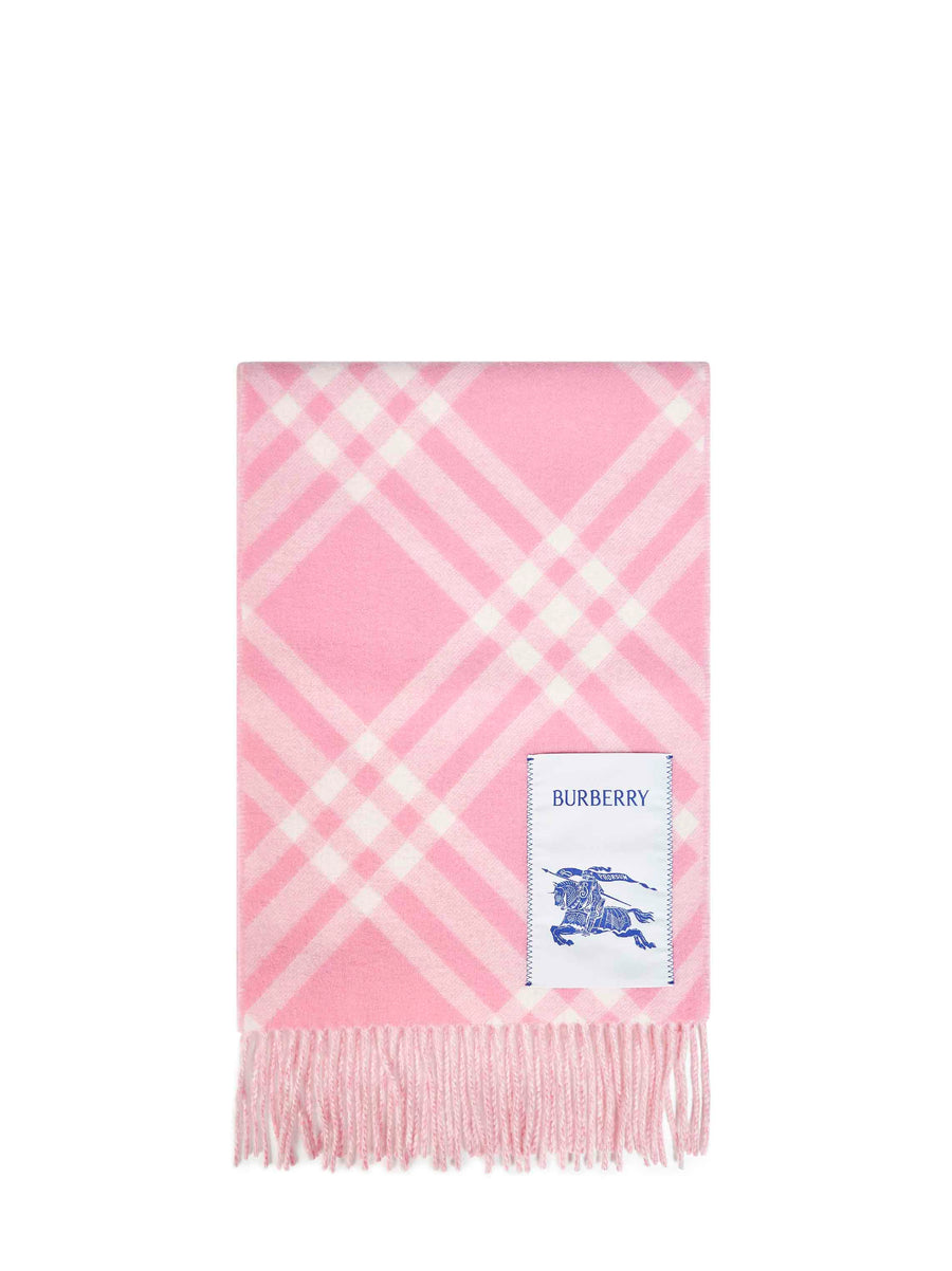 Scarf Double-Face Check Cashmere Sugar Pink