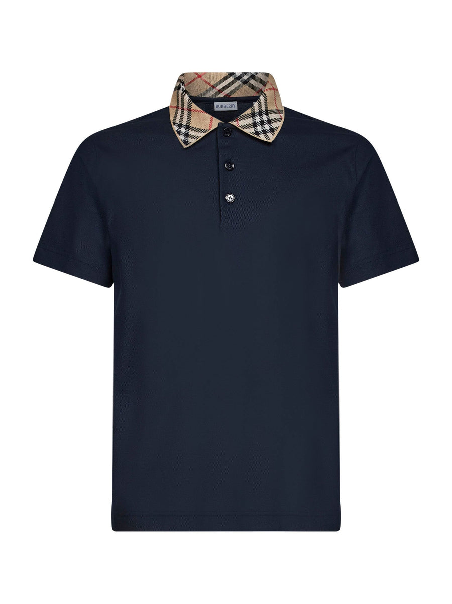 Polo Shirt Navy Blue Cotton Piqué