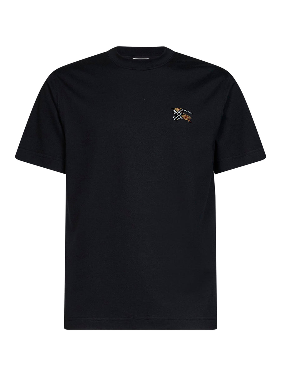 T-Shirt With Knight Patch Black Cotton T-shirts
