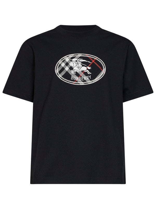T-Shirt Knight Stamp Check Black Cotton T-shirts
