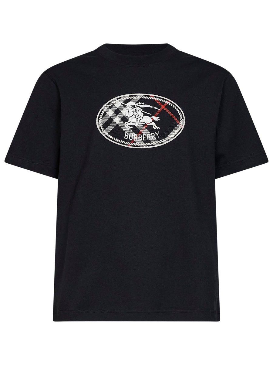 T-Shirt Knight Stamp Check Black Cotton T-shirts