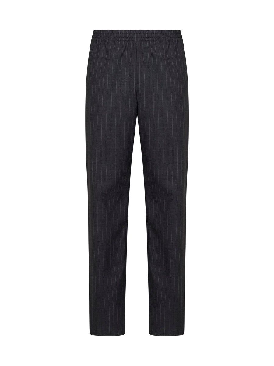 Track Trousers Pinstriped Iron Grey Wool