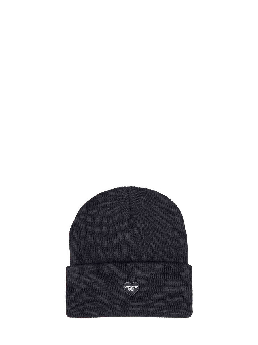 Beanie Small Heart Black Cotton Hat