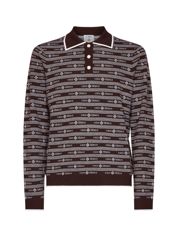 Polo Shirt Wool Knit Brown