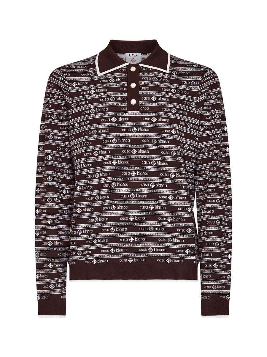 Polo Shirt Wool Knit Brown