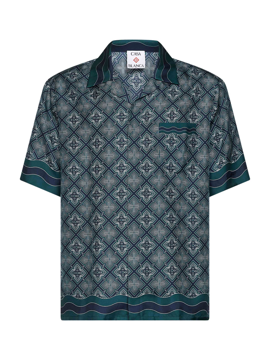 Short-Sleeved Silk Shirt Radiating Monogram Multicolour