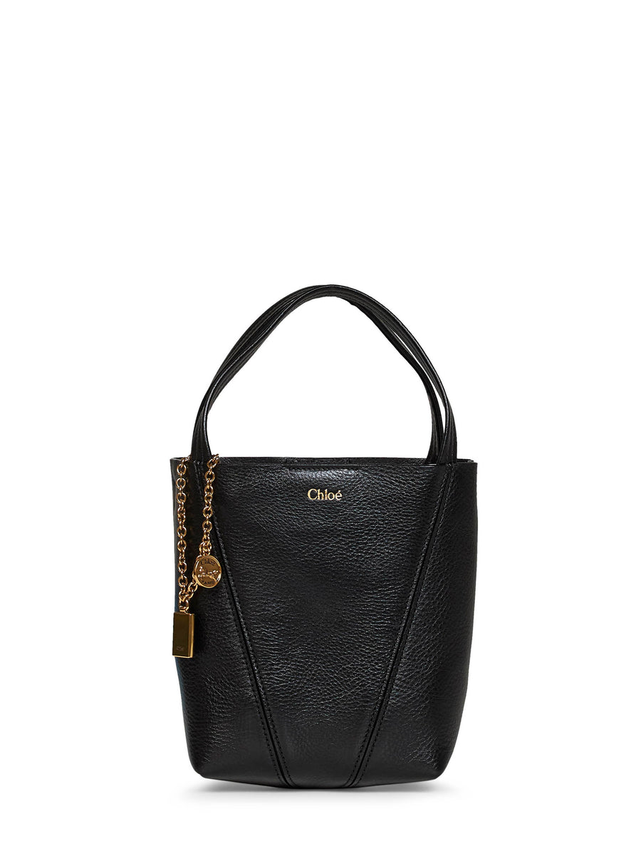 Tote Bag Spin Small Black Calf Leather Handbags
