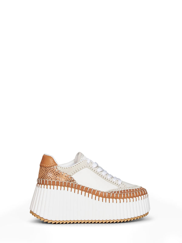 Wedge Sneakers Nama White Polyester Trainers