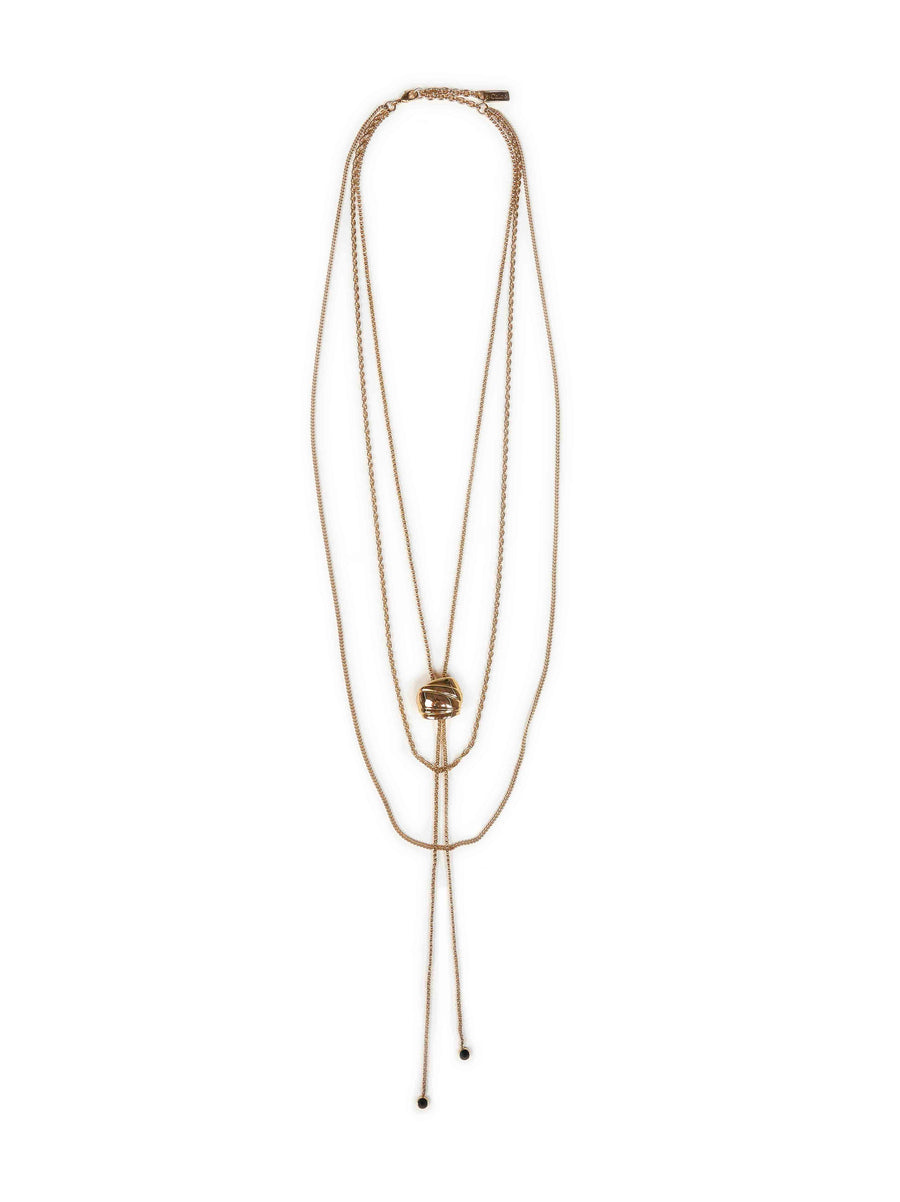 Long Multi-Chain Necklace Gold Brass Necklaces