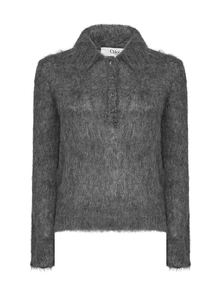 Polo Shirt Smoky Grey Alpaca-Blend Knitwear