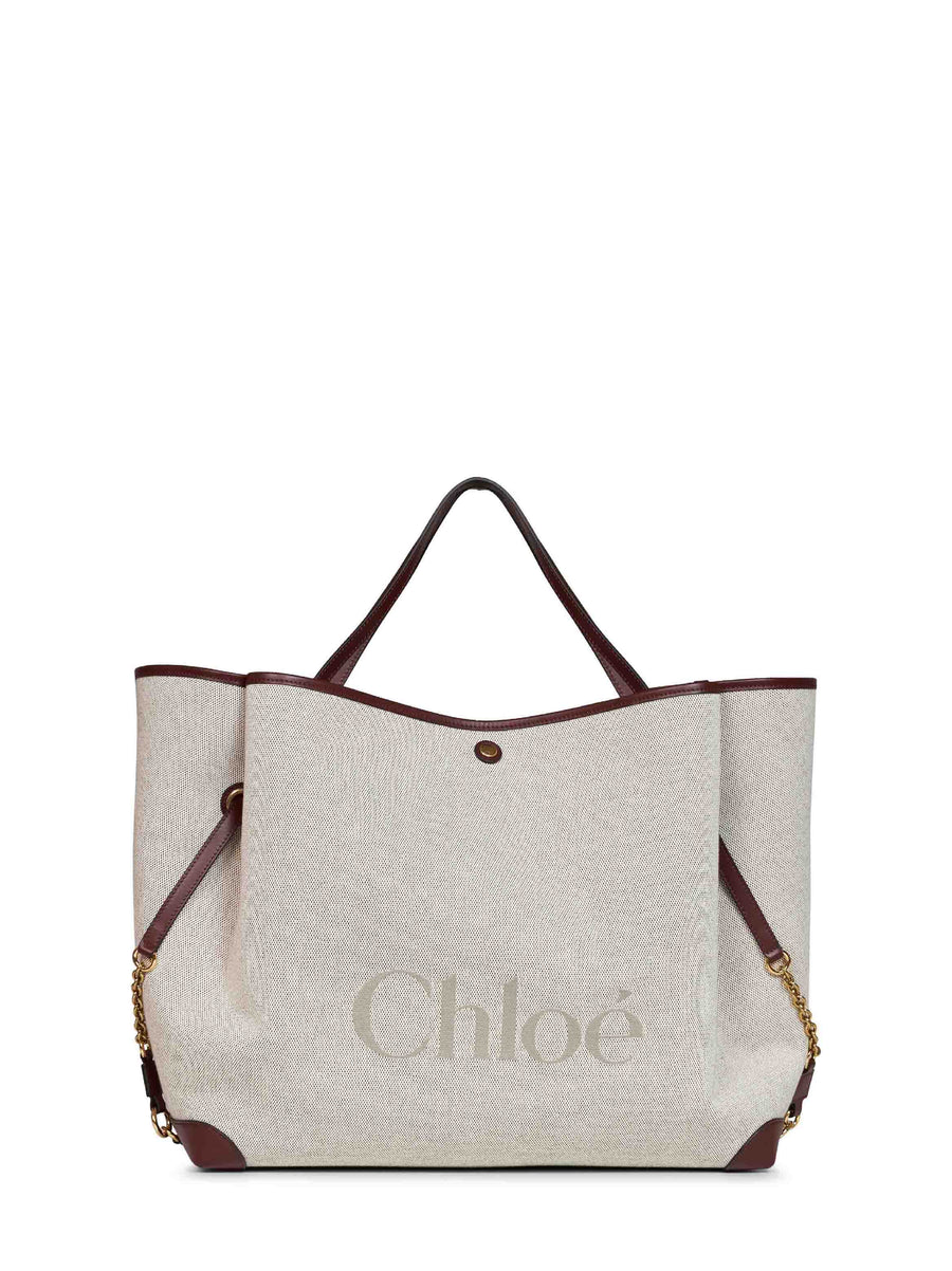 Shoulder Bag Clover Brown Canvas Cotton