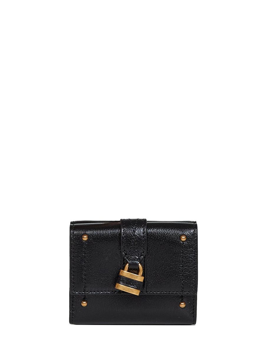 Mini Tri-Fold Wallet Paddington Black Calf Leather & Purses