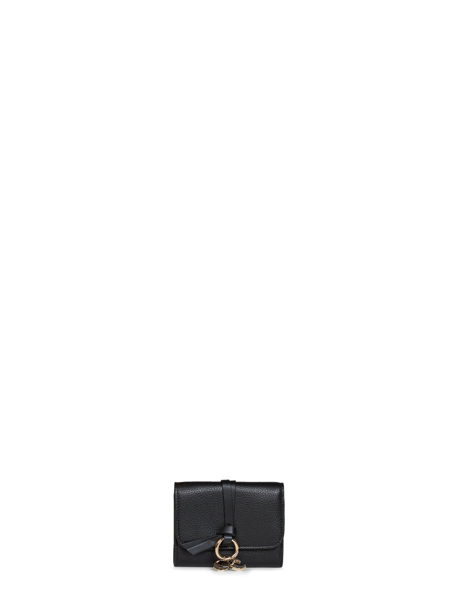 Trifold Alphabet Black Leather Wallet Calf & Purses