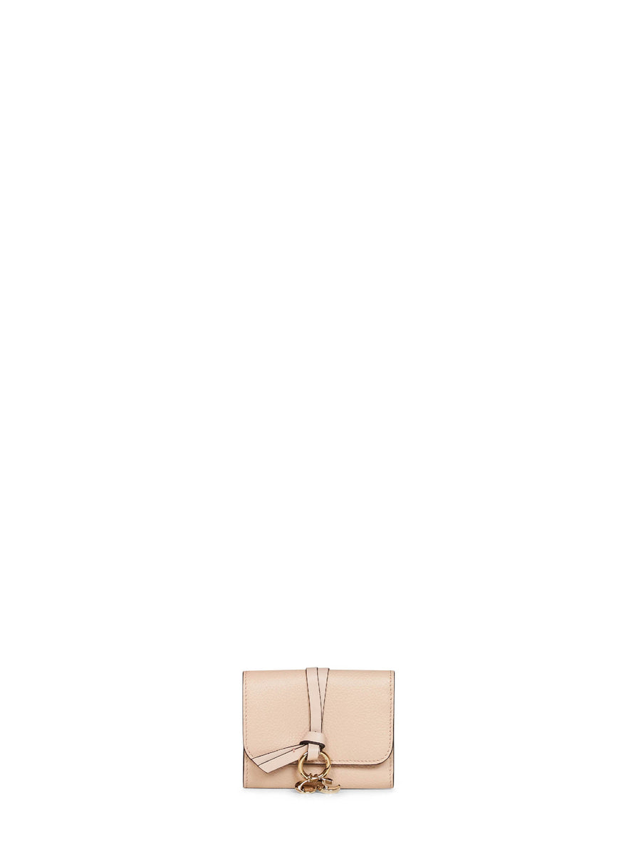Trifold Wallet Alphabet Pink Leather Calf & Purses
