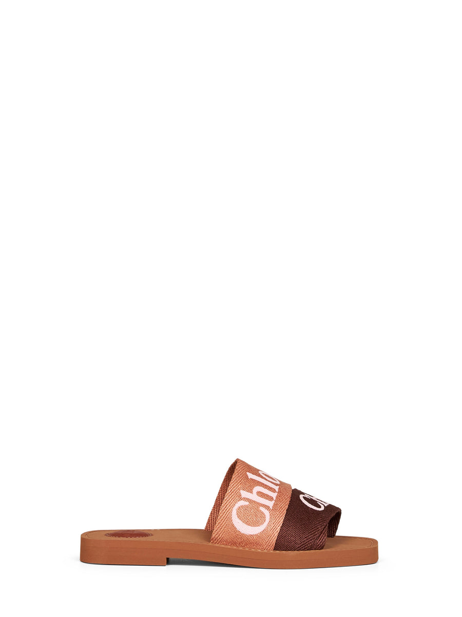 Flat Sandals Woody Coffee-Pink Linen Multicolour
