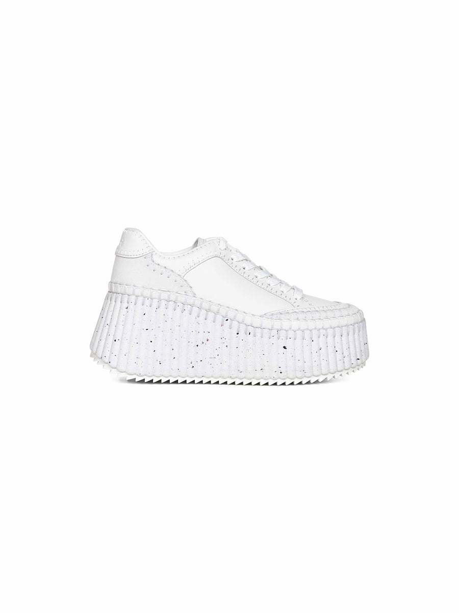 Wedge Sneakers Nama White Polyester Trainers