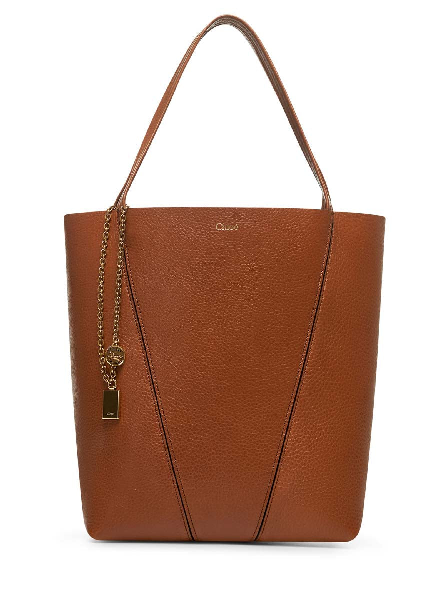 Tote Bag Spin Clay Brown Calf Leather Shoulder