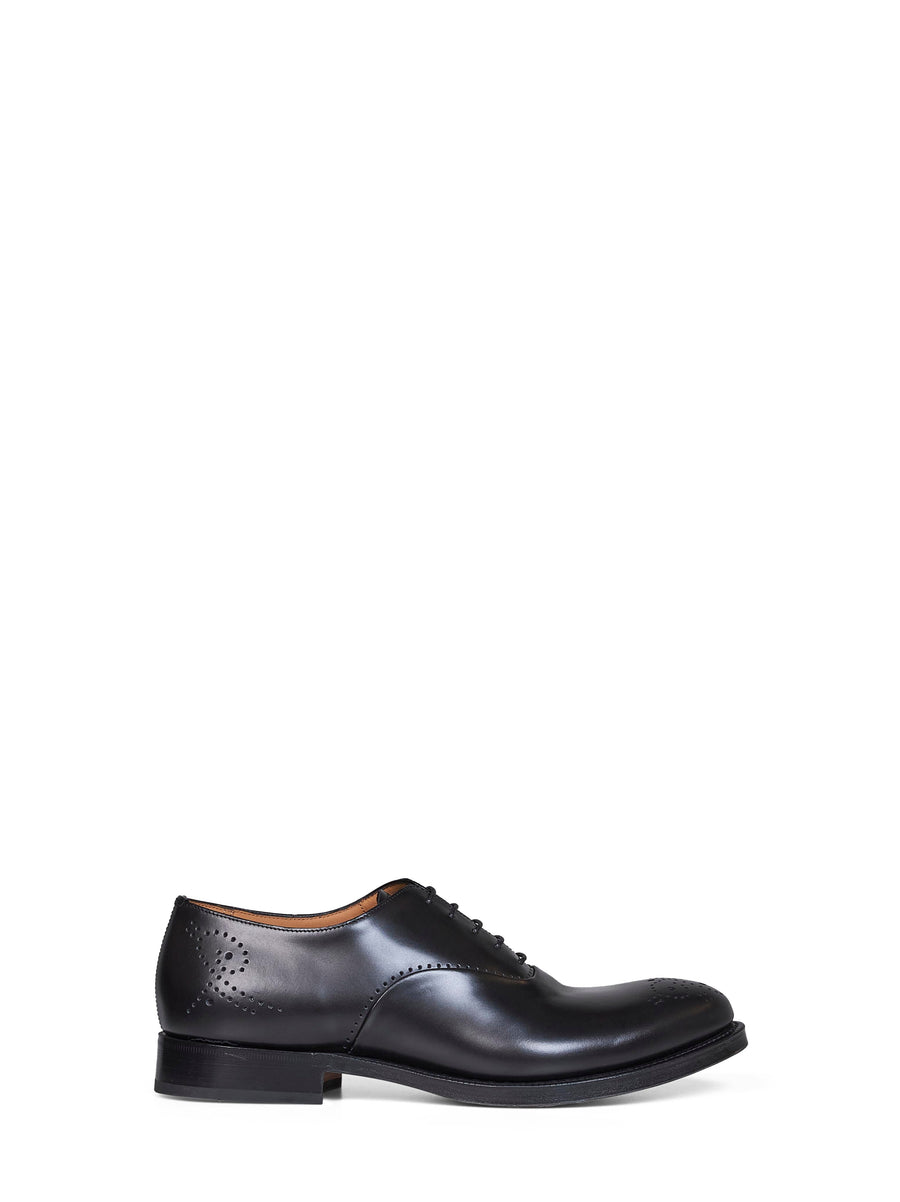 Oxford Shoes Skipton Black Brushed Leather Calf Lace-up