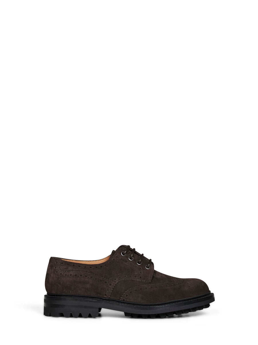 Derby Mc Pherson Suede Ebony Brown Calf Leather Lace-up Shoes