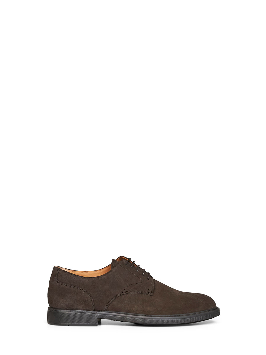 Derby Shoes Steane Brown Suede Leather Lace-up