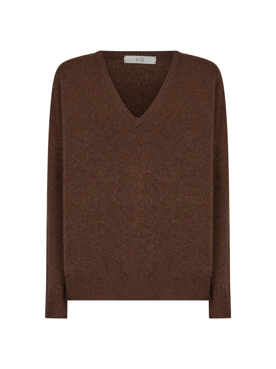V-Neck Cashmere Sweater Brown
