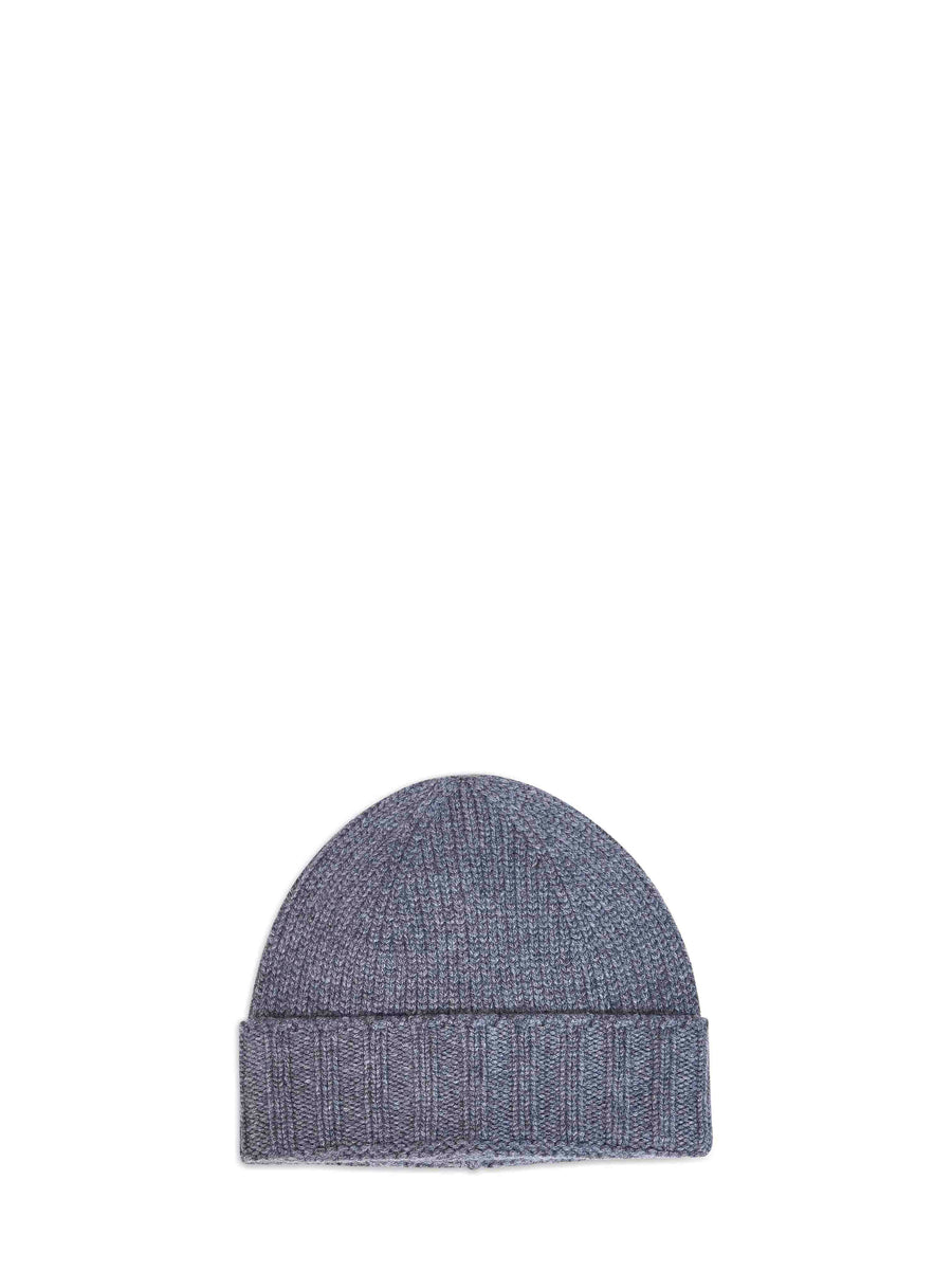 Knit Beanie Virgin Wool Ivory Grey Hat