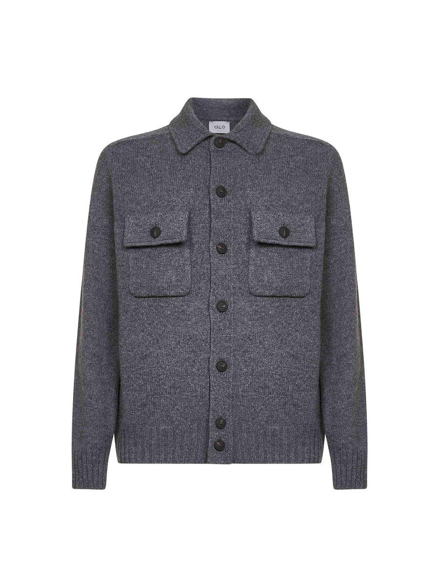 Jacket Virgin Wool Knit Grey Bomber