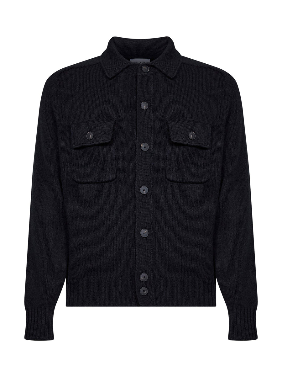 Knit Jacket Virgin Wool Black Bomber