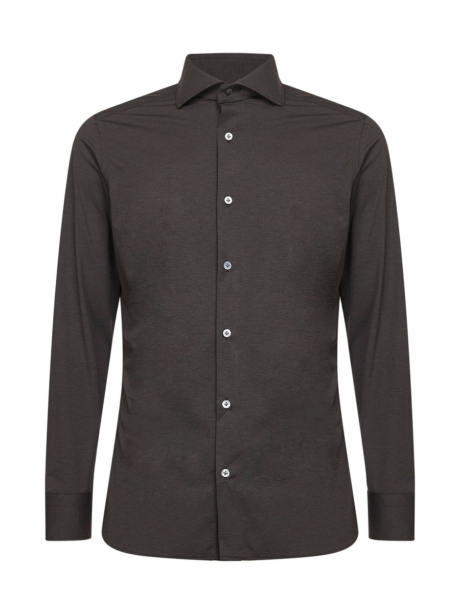 Shirt Brown Stretch Jersey Polyamide