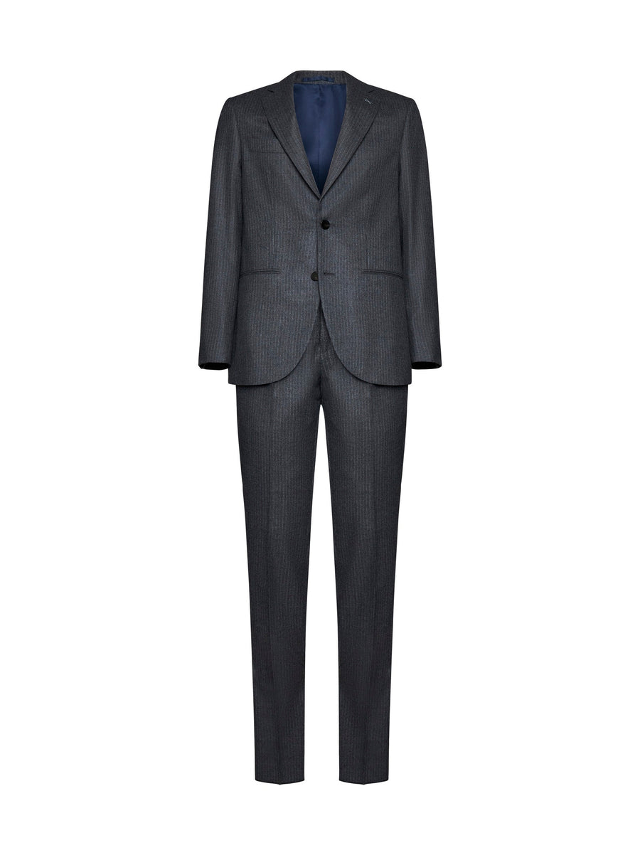 Pinstripe Suit Grey Virgin Wool Suits