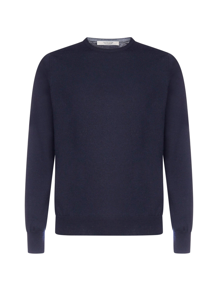 Crew Neck Sweater Blue Wool