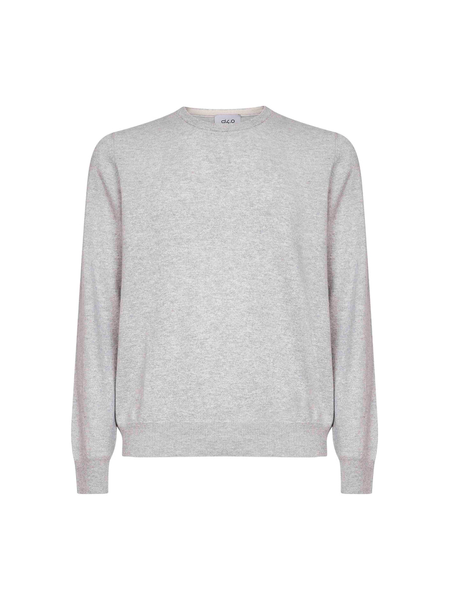 Crewneck Sweater Grey Wool-Cashmere Virgin Wool