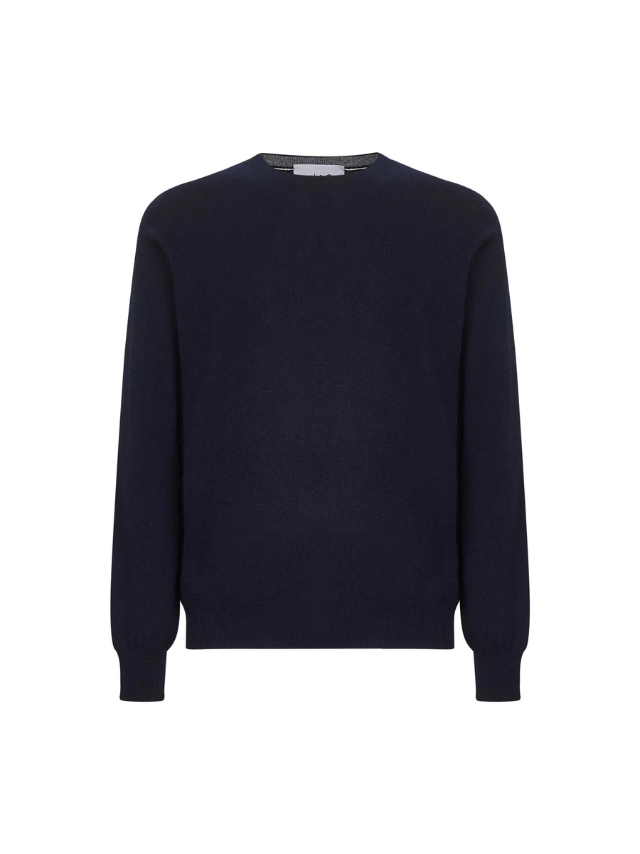 Crewneck Sweater Blue Wool-Cashmere Virgin Wool