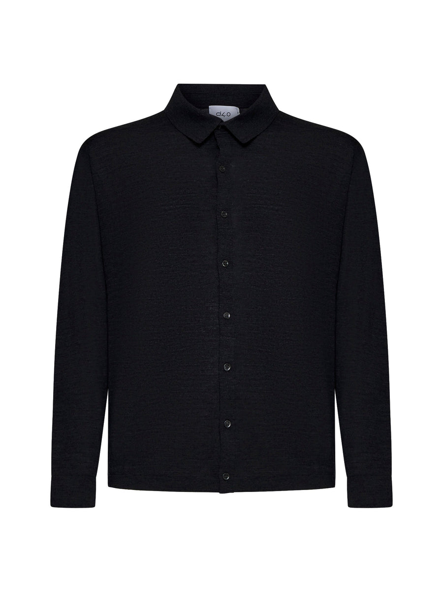 Knit Shirt Black Virgin Wool