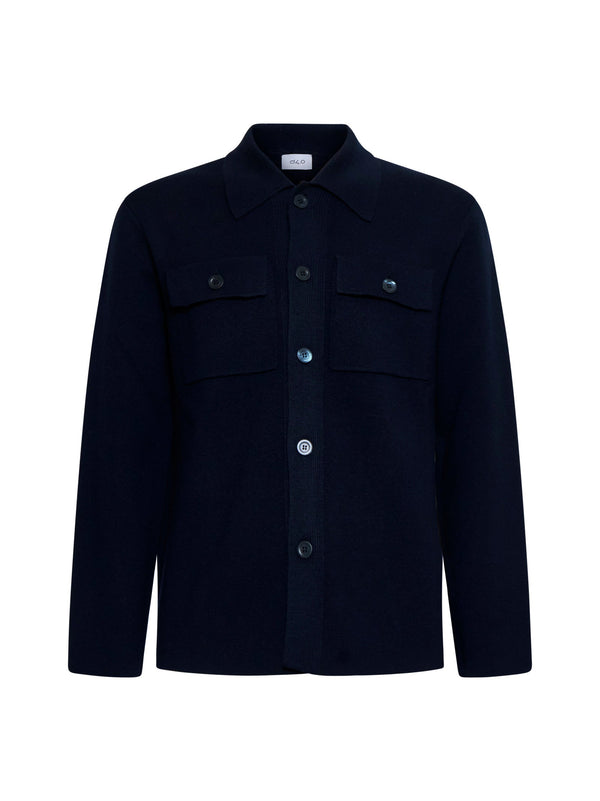 Knit Jacket Blue Virgin Wool Shirt