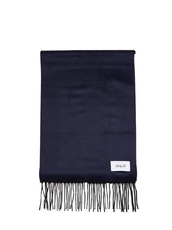 Scarf With Fringes Blue-Black Blue/black Silk
