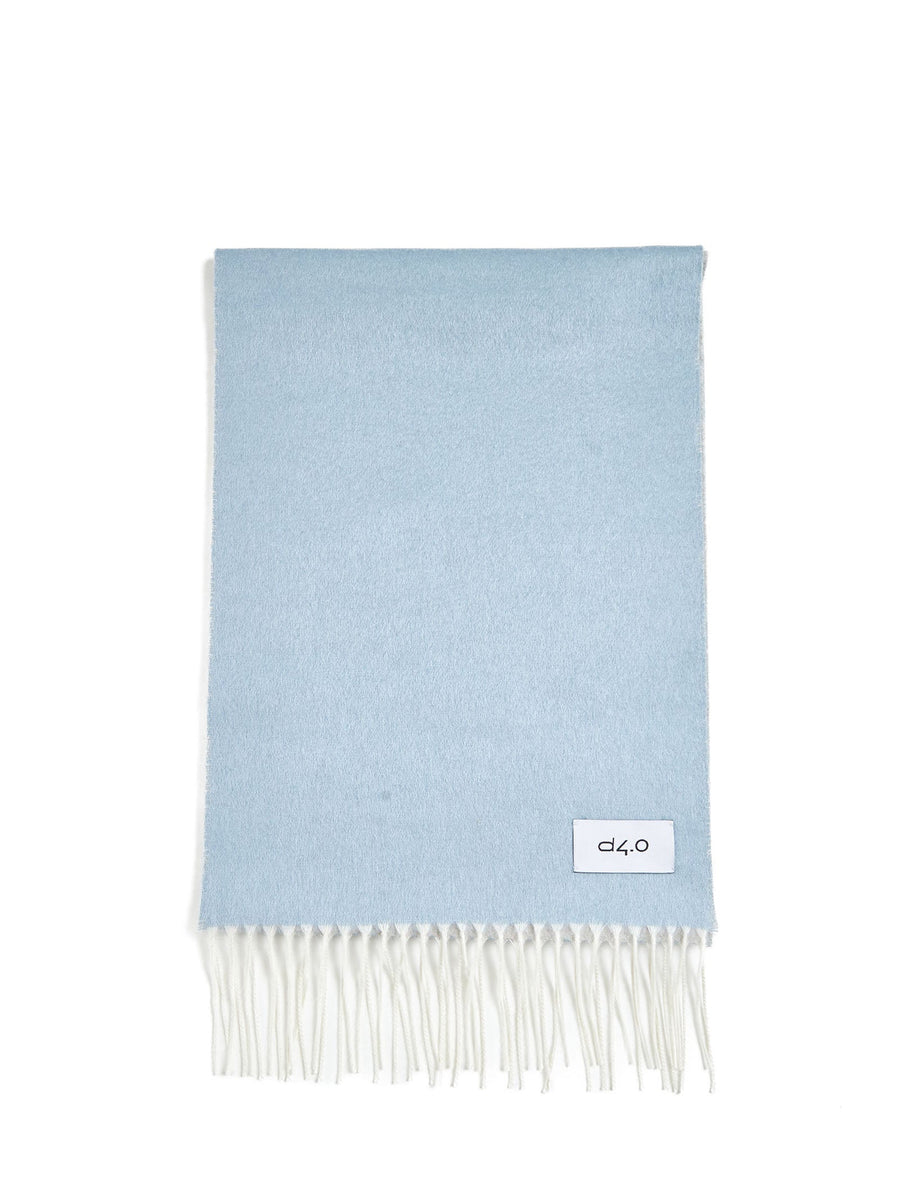 Scarf With Fringes Light Blue Silk Cashmere