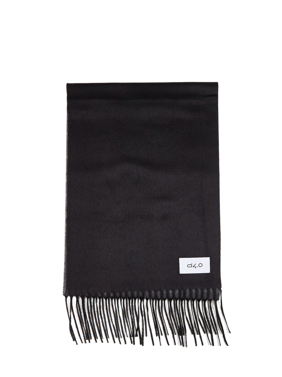 Fringed Scarf Black Silk Cashmere