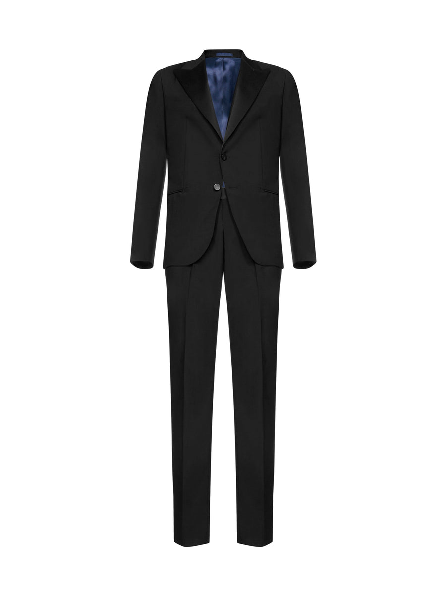 Two-Piece Single-Breasted Suit Black Wool Virgin Suits