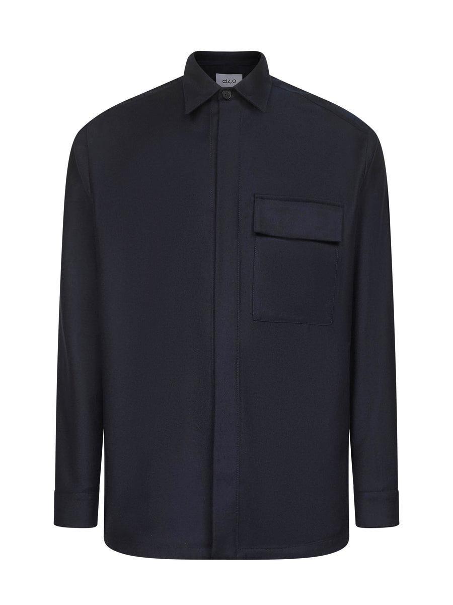 Shirt Jacket Blue Virgin Wool
