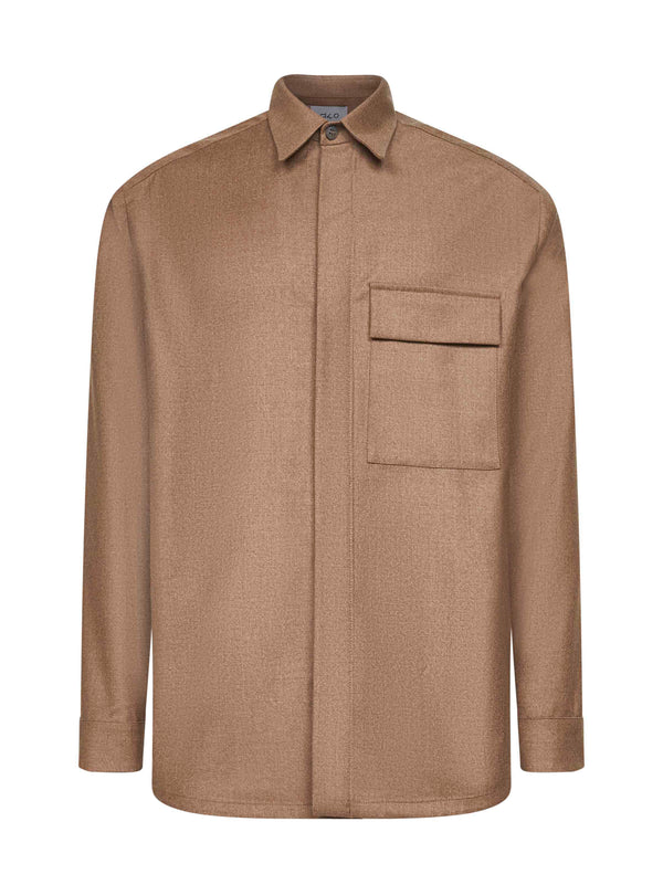 Shirt Jacket Beige Virgin Wool