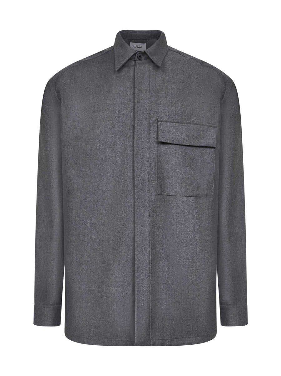 Shirt Jacket Grey Virgin Wool