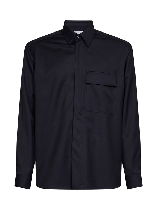 Overshirt Virgin Wool Dark Navy Blue Shirt